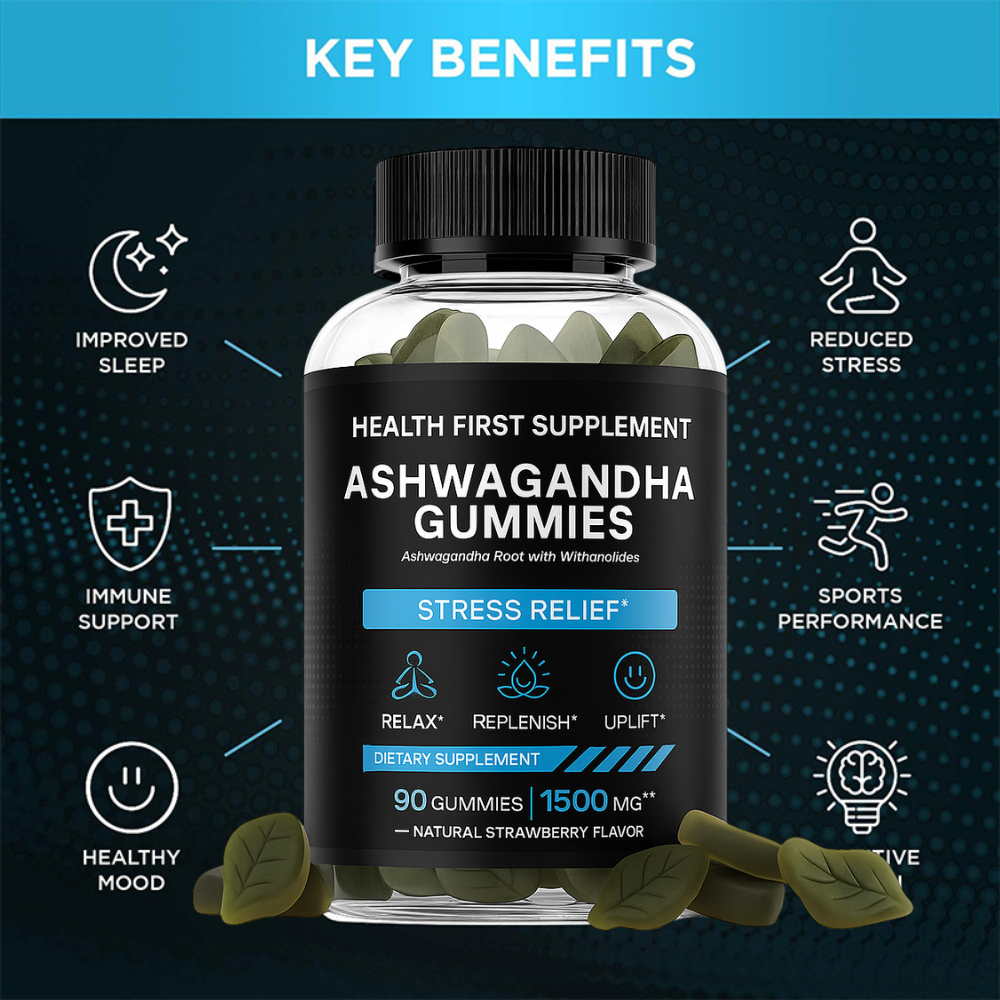 1500mg Ashwagandha Gummies – Stress Relief, Sleep Calm & Immune Support