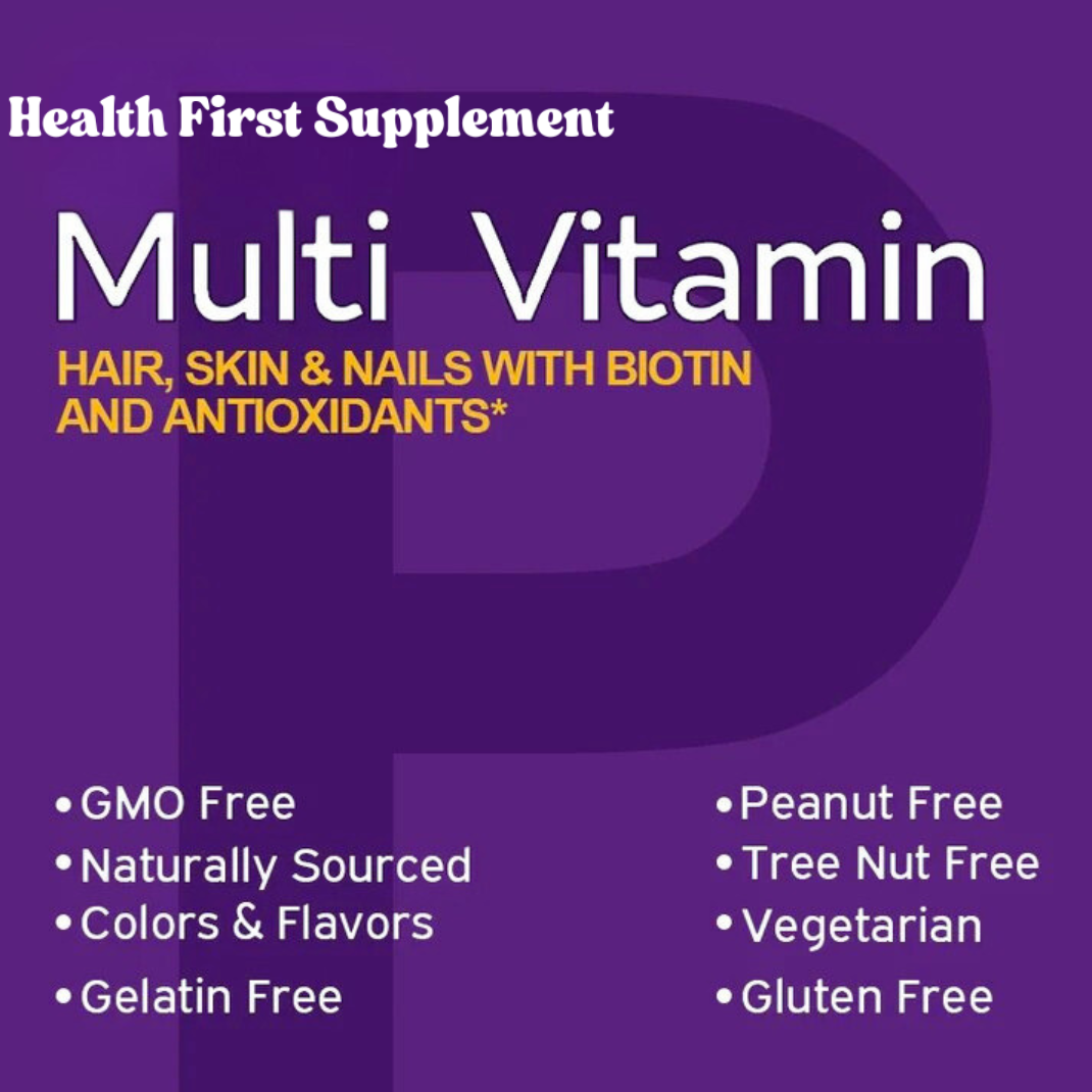 PowerGummies+ Multivitamin benefits for hair, skin, and nails with biotin and antioxidants – GMO-free, vegan, gluten-free, peanut-free
