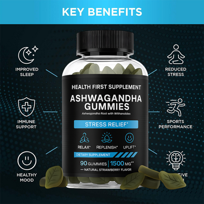 1500mg Ashwagandha Gummies – Stress Relief, Sleep Calm & Immune Support