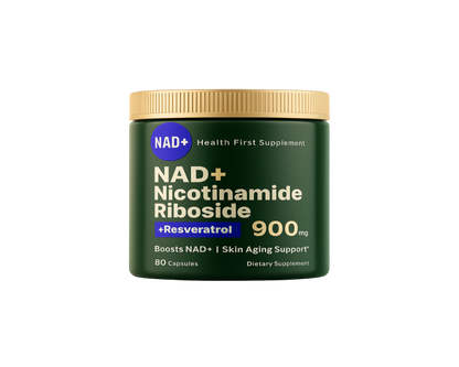 Liposomal NAD+ Nicotinamide Riboside + Resveratrol Supplement – 900mg High Absorption Capsules – Cellular Energy and Anti-Aging Support – Health First Supplement
